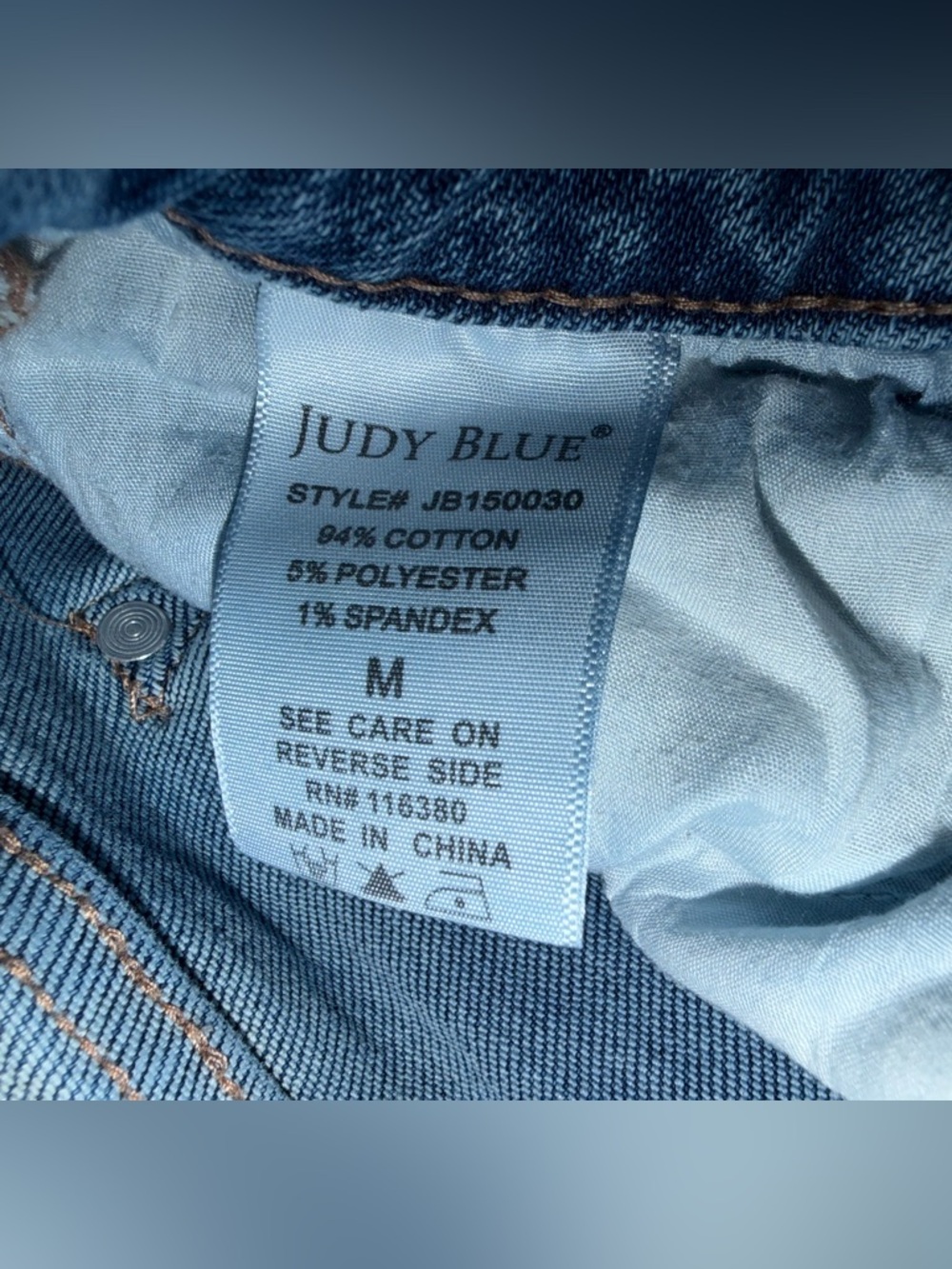 Judy Blue Medium Blue Distressed Bermuda Denim Shorts - Picture 6 of 12